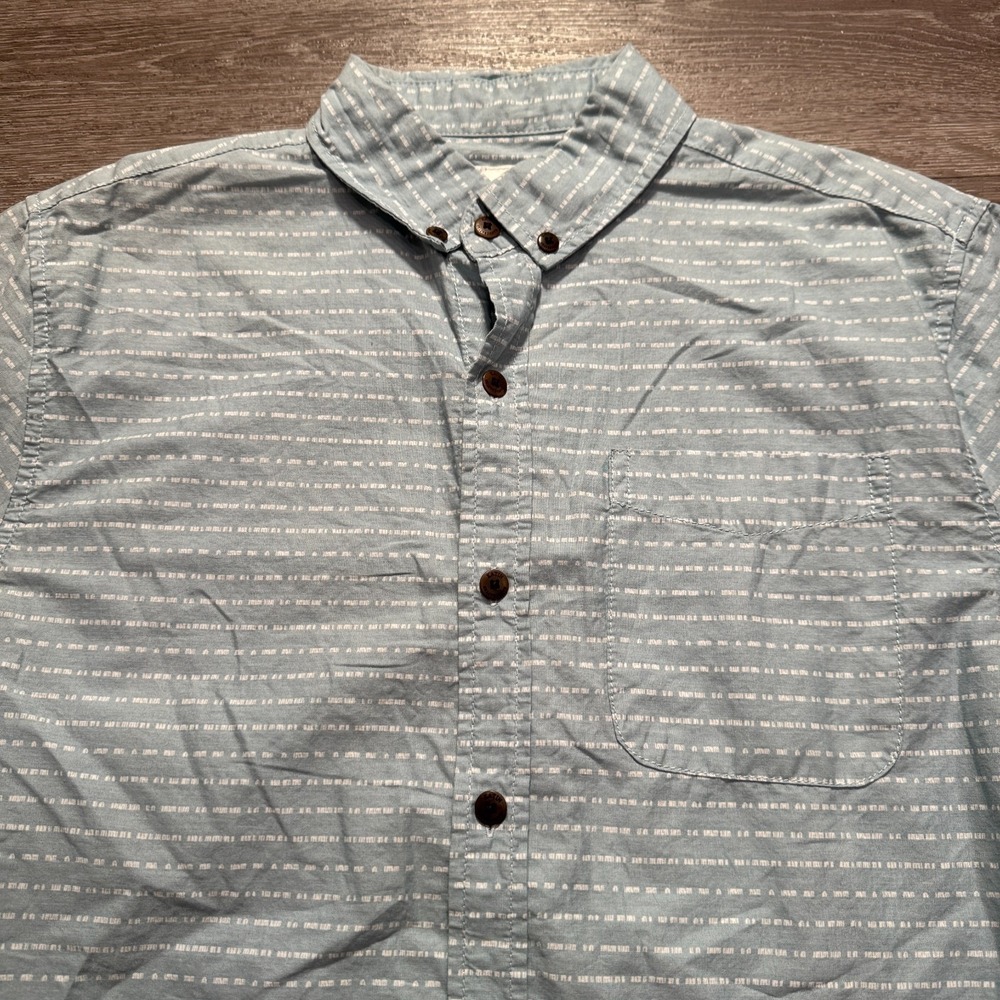 Katin Shirt Mens MD Light Blue 100% Cotton Dash Print Summer Beach Surf Casual